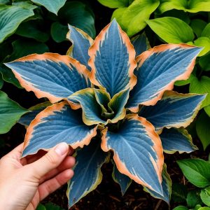 Хоста Океан Вью купить по цене от 960р. в интернет-магазине «Посадика» с доставкой почтой в в Красновишерске и по всей России – [изображение №1].